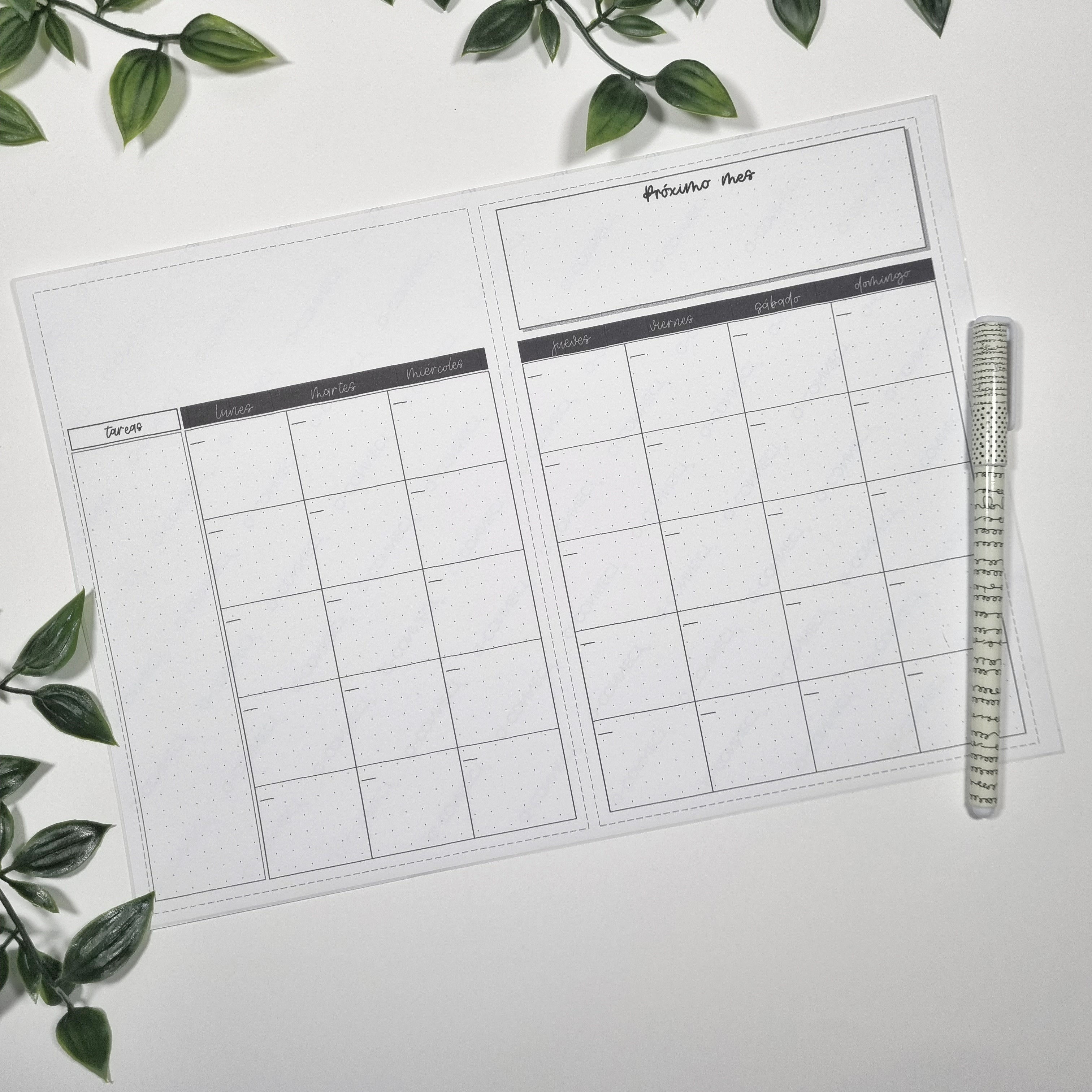 Plantillas "Sweet Calendario Mensual" para Bullet Journal